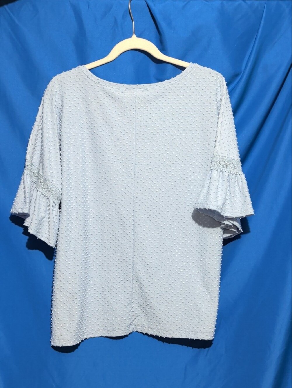 Ruby Rd. Large Light Blue Flutter Sleeve Textured Tee - Picture 2 of 5